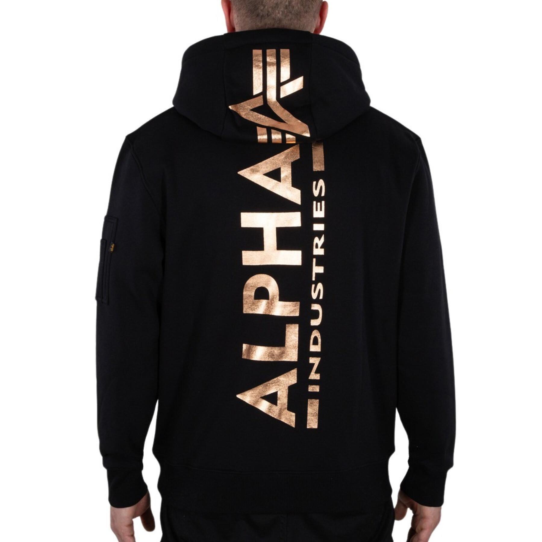 Sweat Alpha Industries con cappuccio back print foil