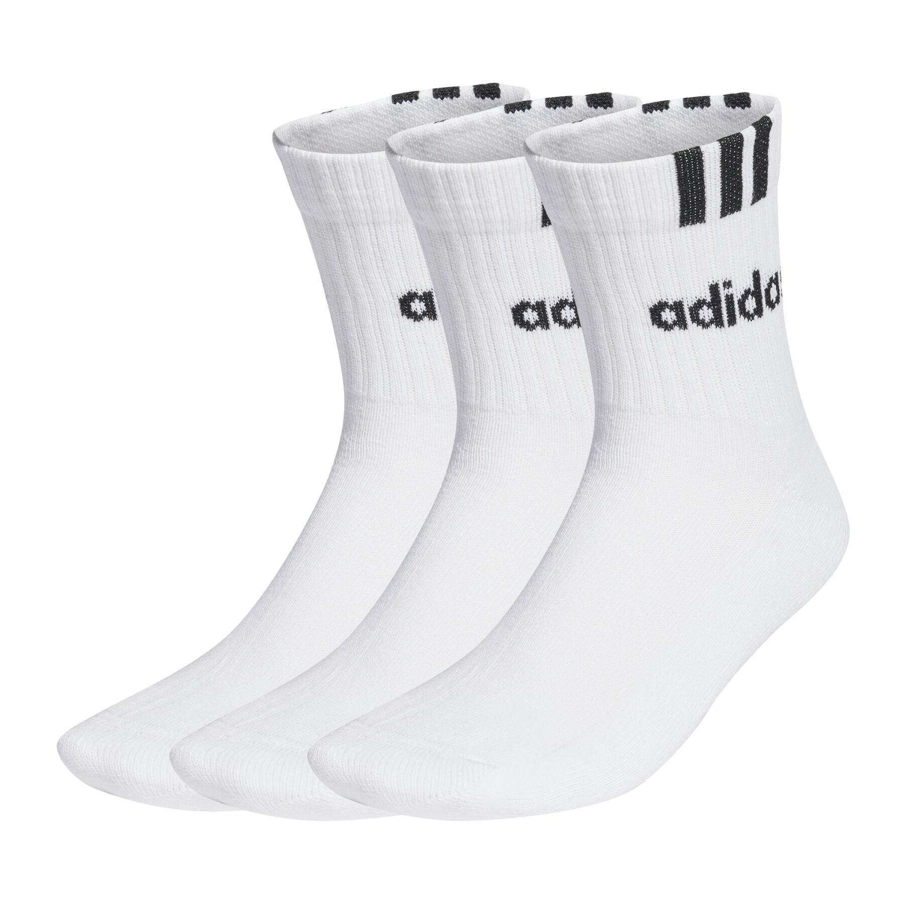 Mezzi calzini lineari adidas 3-Stripes (x3)