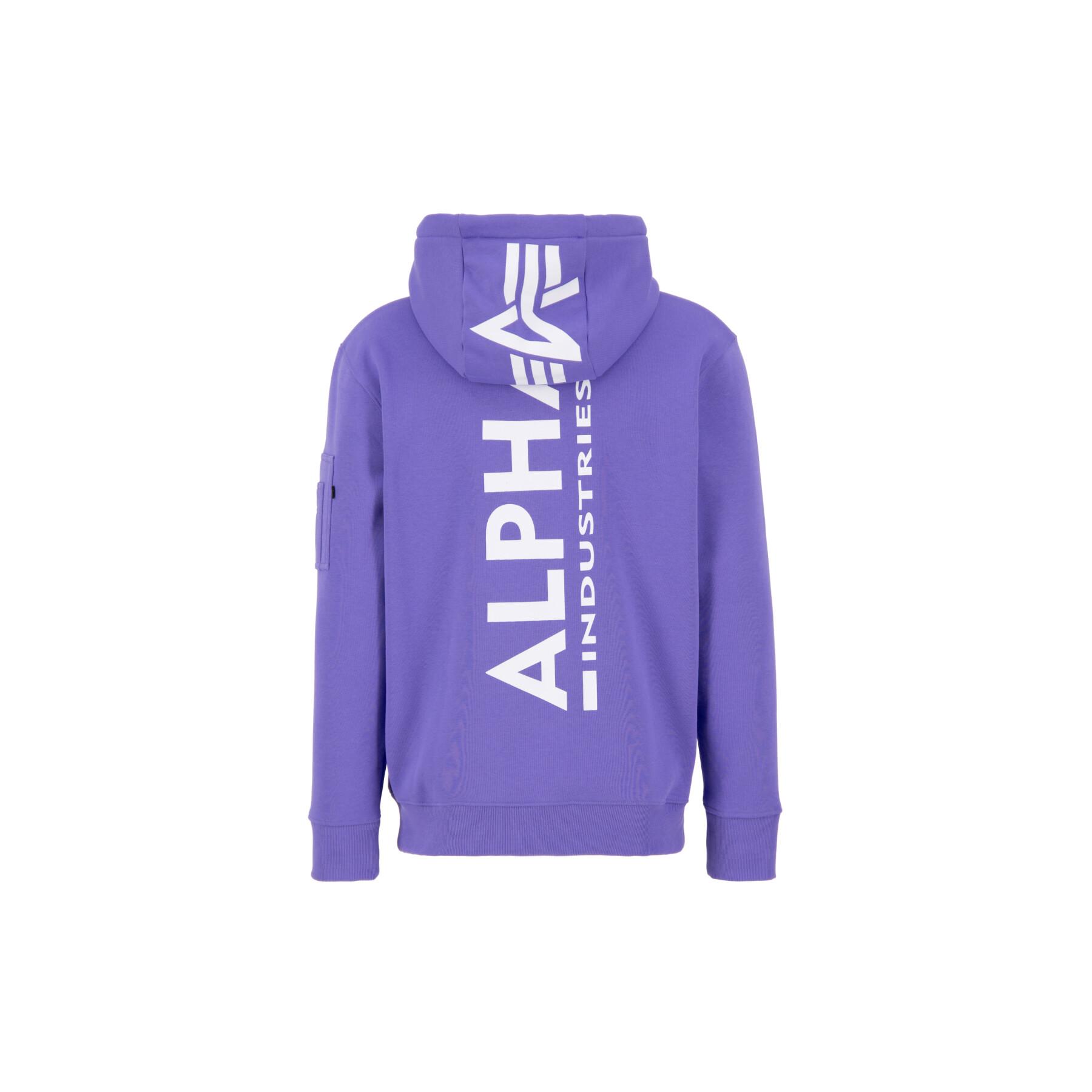 Sweatshirt felpa con cappuccio stampata sul retro Alpha Industries