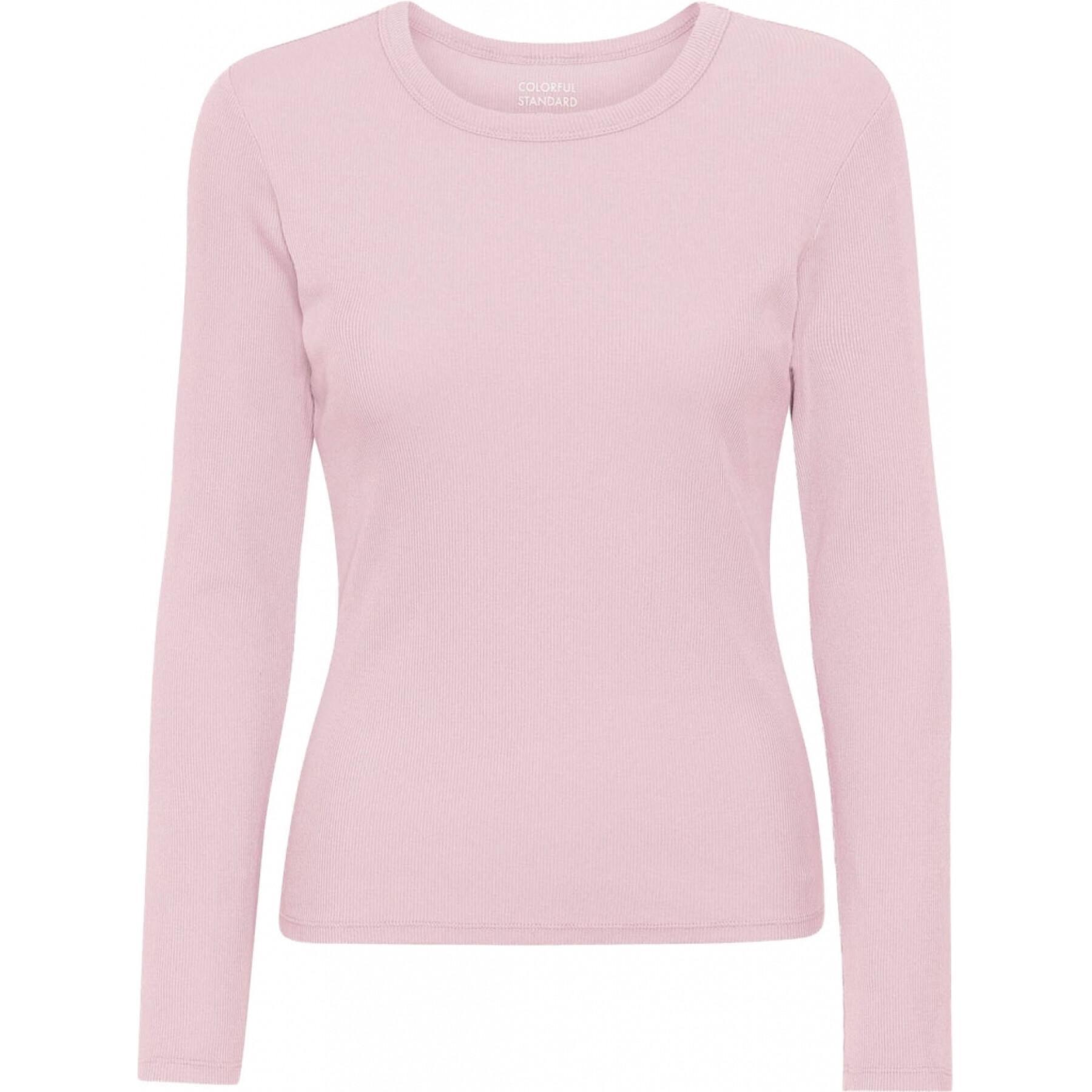 Maglietta a maniche lunghe a coste da donna Colorful Standard Organic faded pink