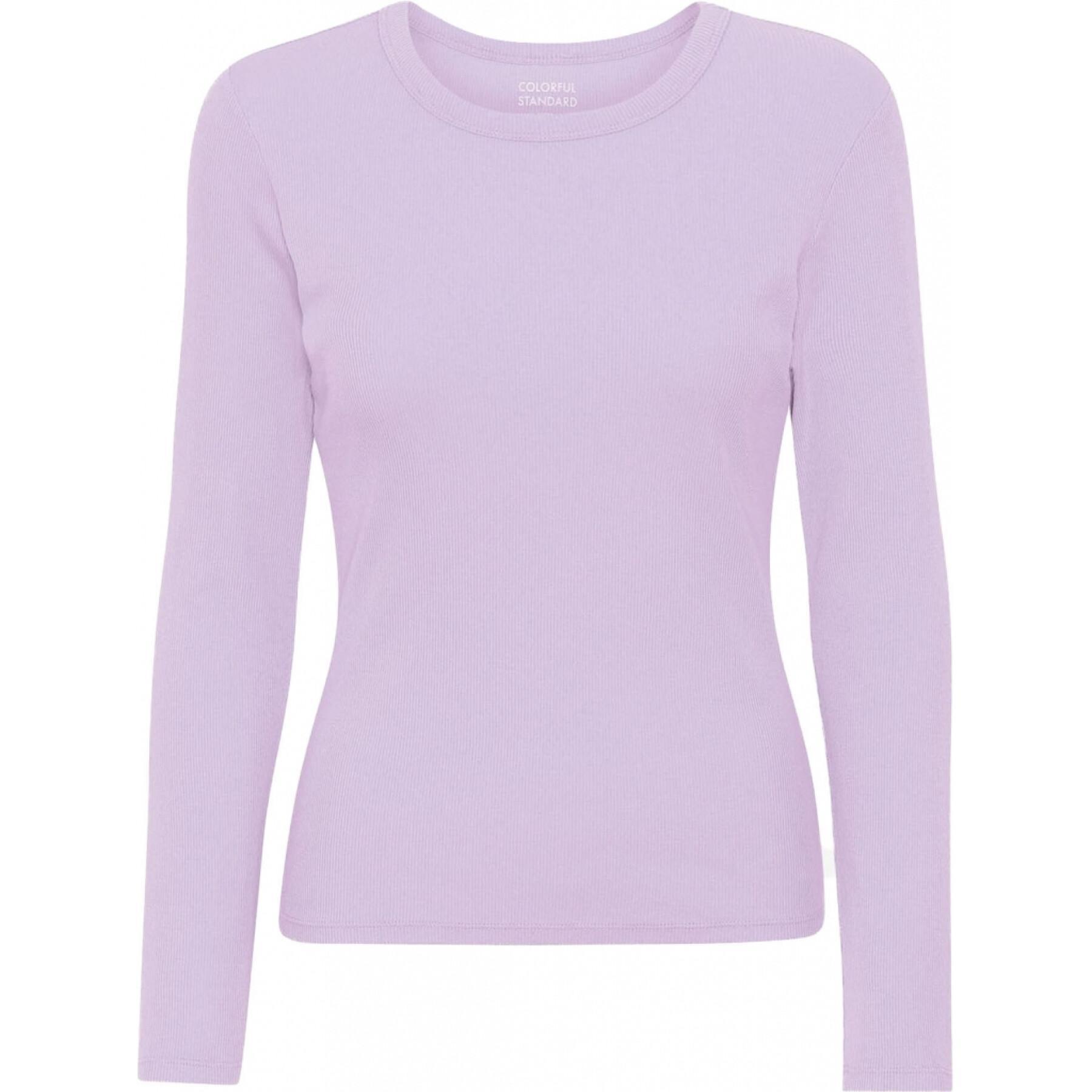Maglietta a maniche lunghe a coste da donna Colorful Standard Organic soft lavender