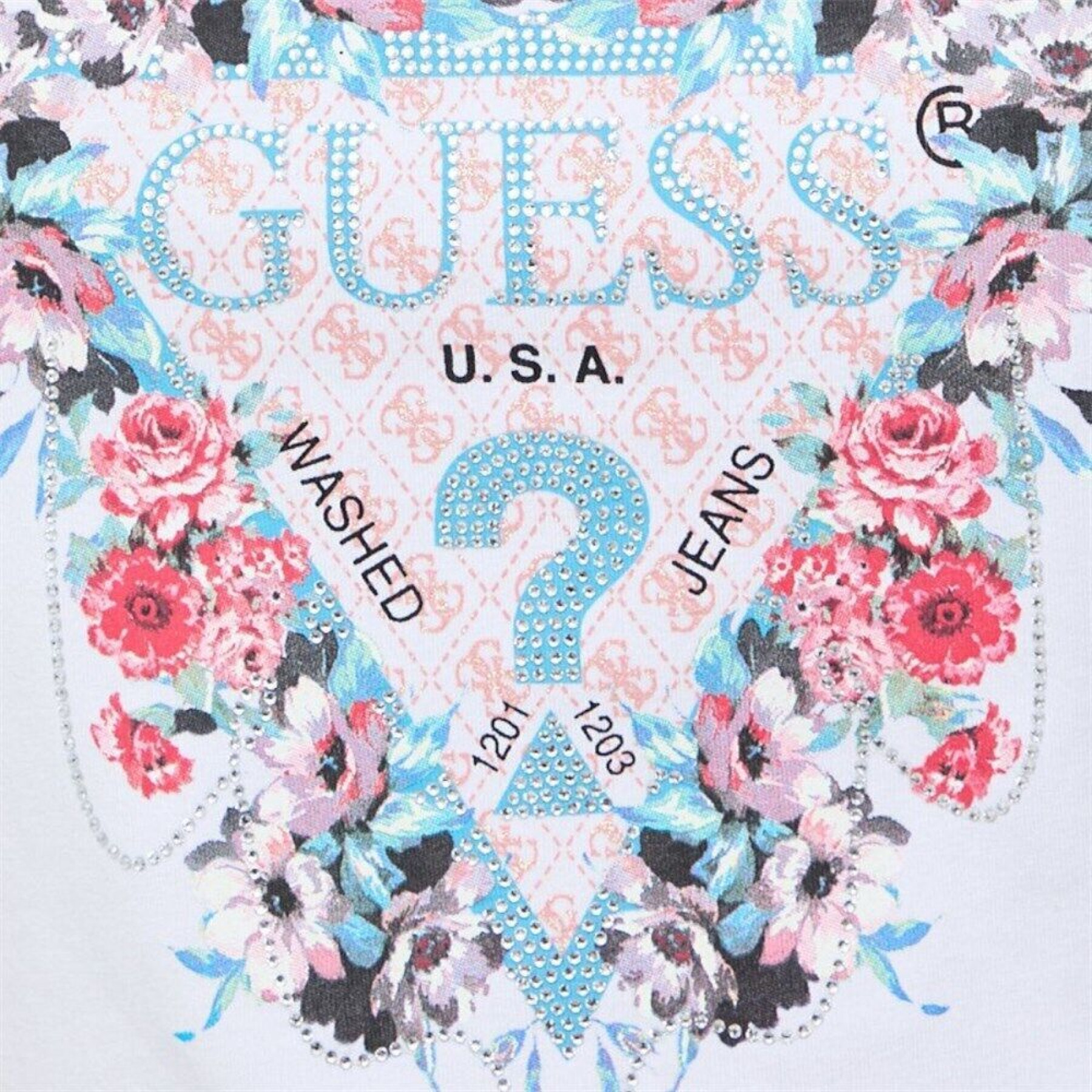 T-shirt da donna Guess Floral Triangle