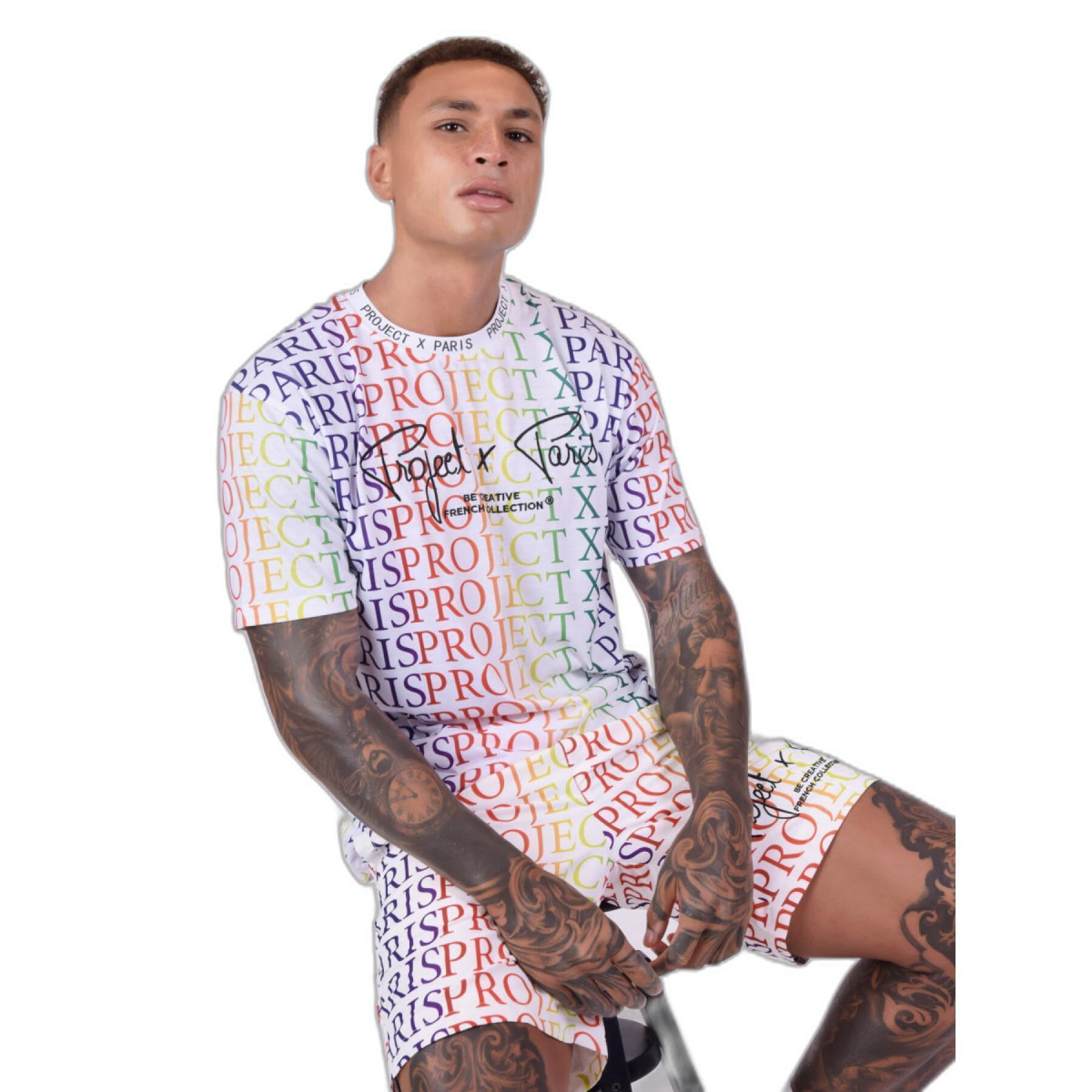 T-shirt con logo sfumato arcobaleno Project X Paris