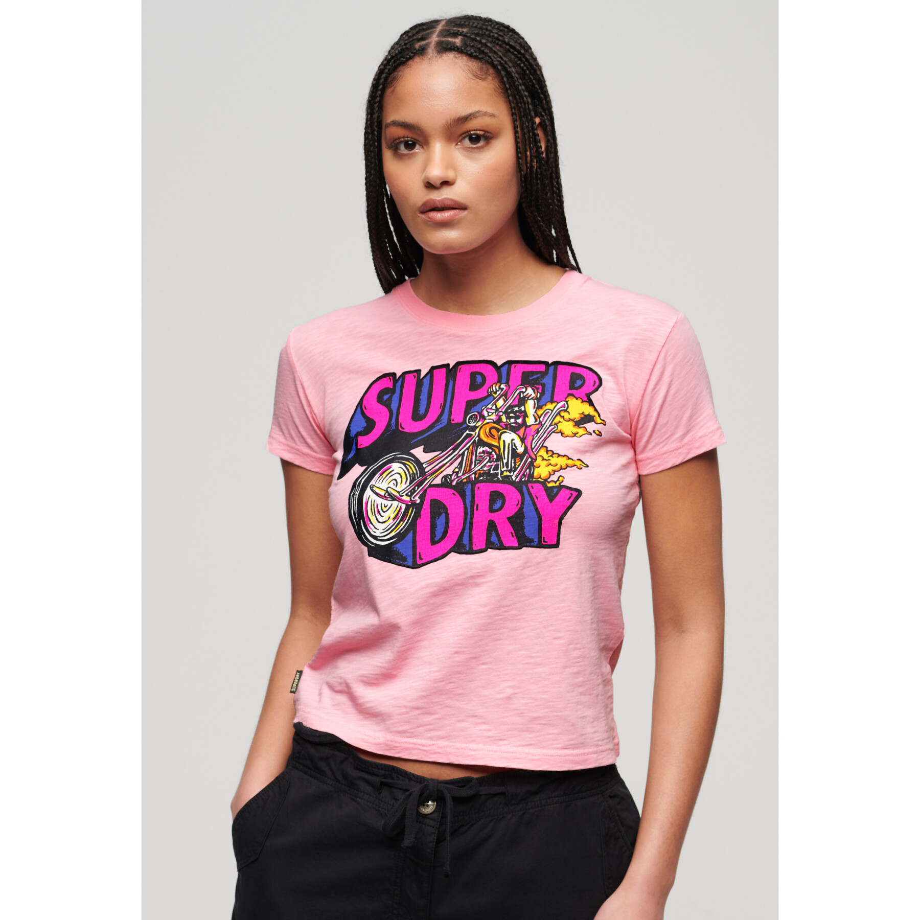 T-shirt donna slim-fit fluorescente Superdry Motor