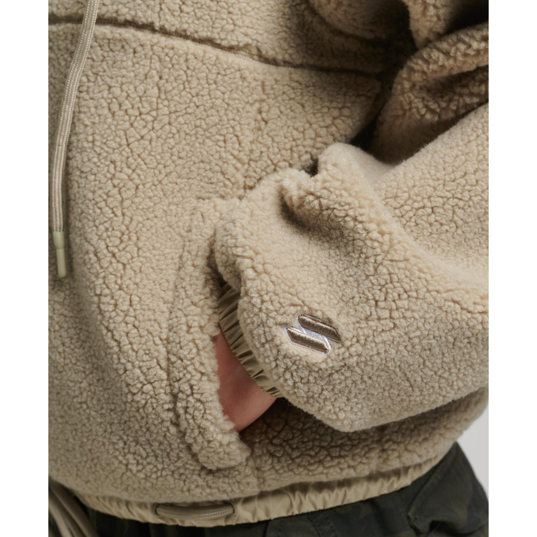 Sweatshirt felpa in pelle di lana da donna con cappuccio e zip Superdry