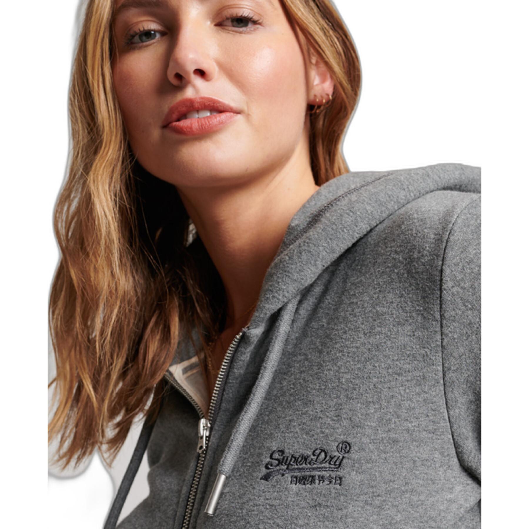 Sweatshirt felpa con cappuccio e zip da donna con ricamo Superdry Vintage Logo