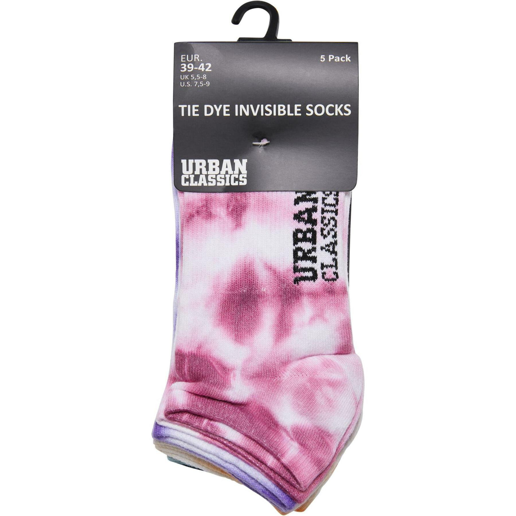 Confezione da 5 paia di calzini Urban Classics Tie Dye Invisible