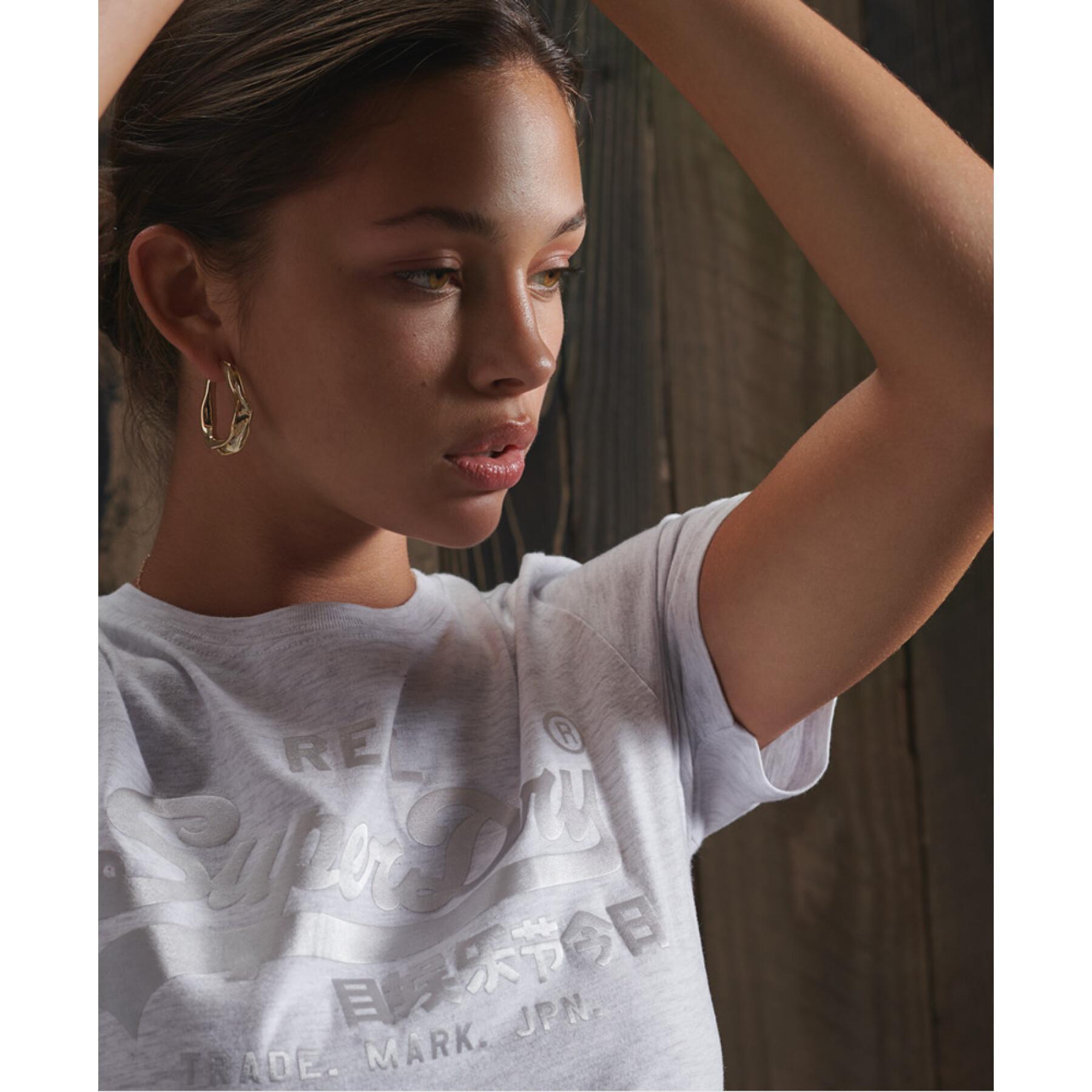 T-shirt da donna in raso tono su tono Superdry Vintage Logo