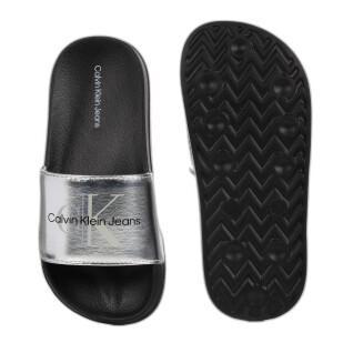 Pantofole per bambini Calvin Klein Logo Print silver