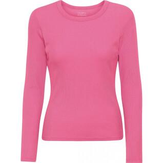 T-shirt maniche lunghe a coste da donna Colorful Standard Organic bubblegum pink