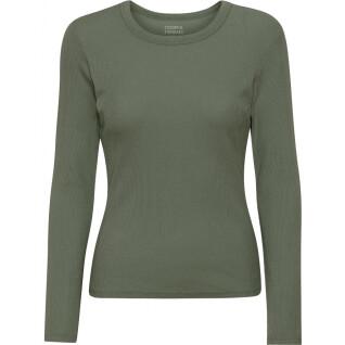 T-shirt a maniche lunghe a coste da donna Colorful Standard Organic dusty olive