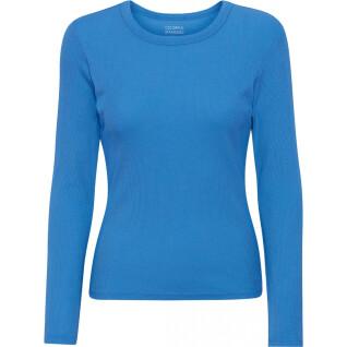 T-shirt maniche lunghe a coste da donna Colorful Standard Organic pacific blue