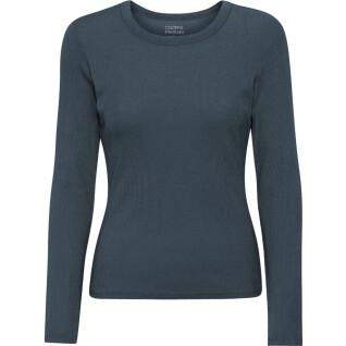T-shirt a maniche lunghe a coste da donna Colorful Standard Organic petrol blue