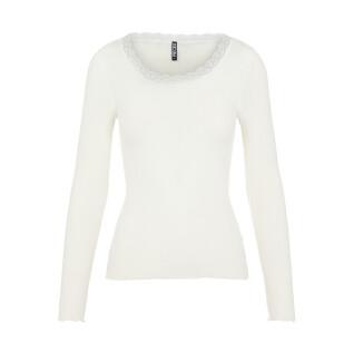 T-shirt donna a maniche lunghe in pizzo Pieces Coco