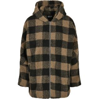 Giacca donna Urban Classics hooded oversized check sherpa