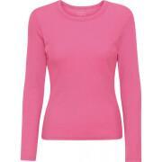 T-shirt maniche lunghe a coste da donna Colorful Standard Organic bubblegum pink