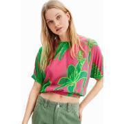 T-shirt court tropicale plissettato donna Desigual