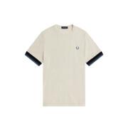 T-shirt con polsini a righe Fred Perry Pique